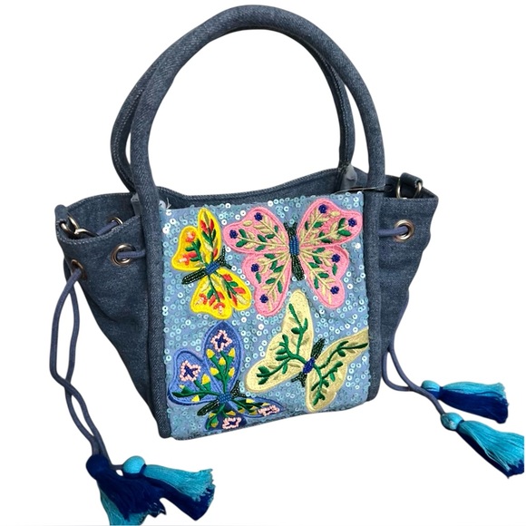 America and Beyond Handbags - America and Beyond Azure BUTTERFLY BALLET handheld bag colorful